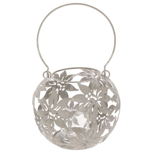 Lanterna decorativa in metallo da appendere, grigia, Ø14cm H13cm | Floristik24.it