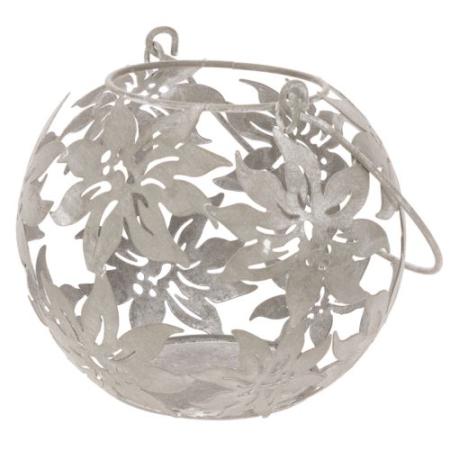 Lanterna decorativa in metallo da appendere, grigia, Ø14cm H13cm | Floristik24.it