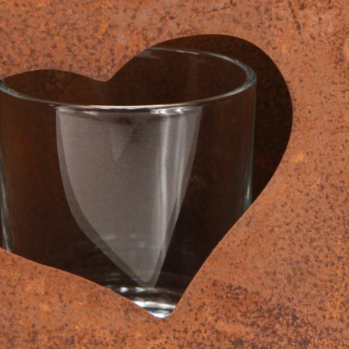 Prodotto Lanterna in metallo ruggine con inserto in vetro H15cm 2 pezzi