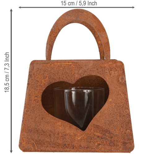 Prodotto Lanterna in metallo ruggine con inserto in vetro H15cm 2 pezzi