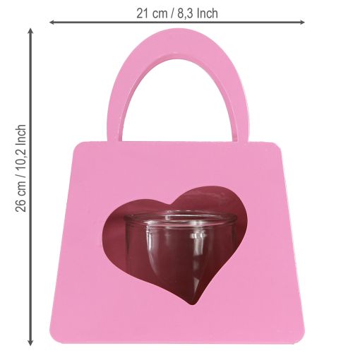 Prodotto Lanterna in metallo con inserto in vetro a forma di cuore rosa H26cm