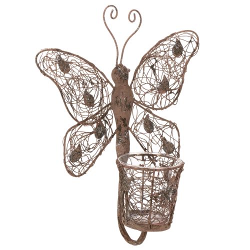 Lanterna in metallo, decorazione da parete, farfalla, finitura ruggine, 36,5 cm acquistare | Floristik24.it