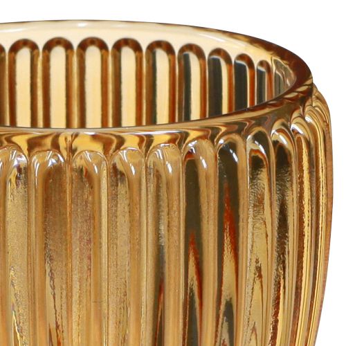 Prodotto Lanterna Arancione Portacandele Vetro Retro Ø7cm H7cm 6 pz