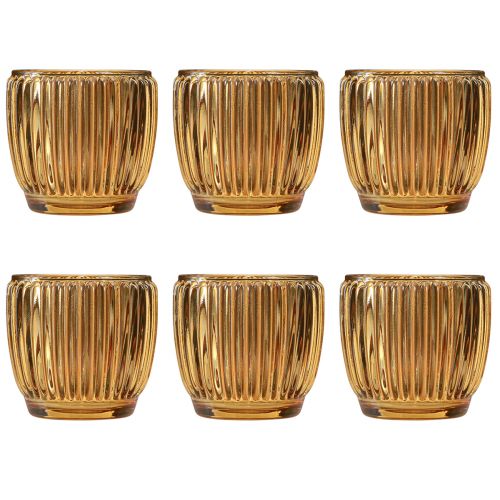 Prodotto Lanterna Arancione Portacandele Vetro Retro Ø7cm H7cm 6 pz