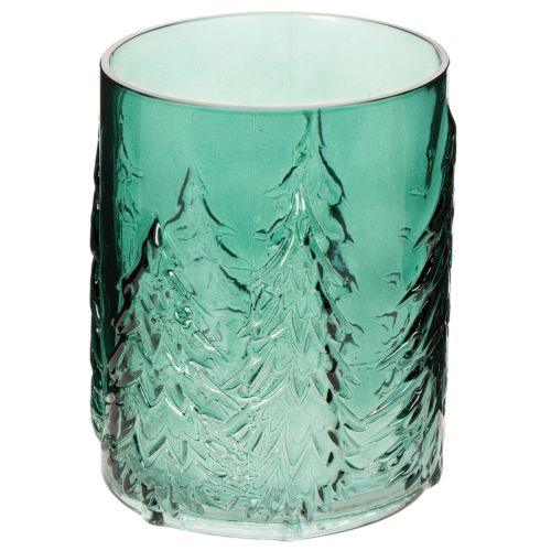 Portacandele in vetro con abeti in rilievo, decorazione natalizia, 16 cm acquistare | Floristik24.it
