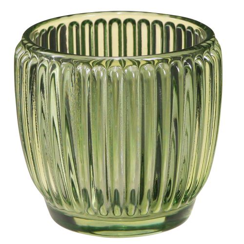 Portacandele lanterna in vetro verde retrò Ø7cm H7cm 6 pz