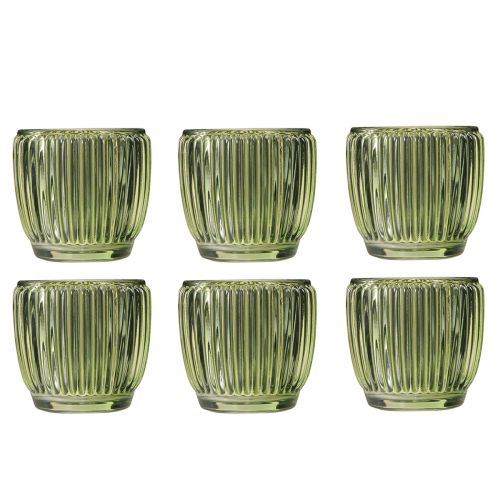 Prodotto Portacandele lanterna in vetro verde retrò Ø7cm H7cm 6 pz