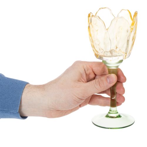 Prodotto Portacandele a forma di tulipano, motivo floreale, decorazione per un'atmosfera romantica e un ambiente elegante, 20 cm