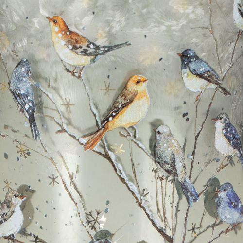 Portacandele con uccellini, design invernale, lucido, 12 cm | Floristik24.it