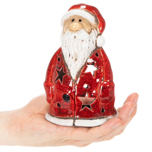 Statuetta decorativa di Babbo Natale, utilizzabile come portacandele con stelle, decorazione da tavola, 15 cm.