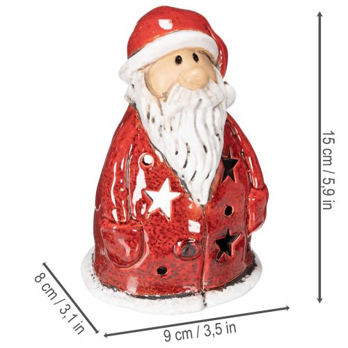 Statuetta decorativa di Babbo Natale, utilizzabile come portacandele con stelle, decorazione da tavola, 15 cm. | Floristik24.it