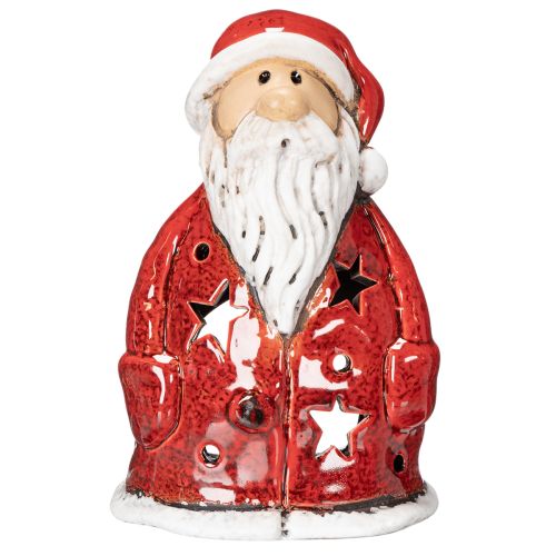 Statuetta decorativa di Babbo Natale, utilizzabile come portacandele con stelle, decorazione da tavola, 15 cm. | Floristik24.it