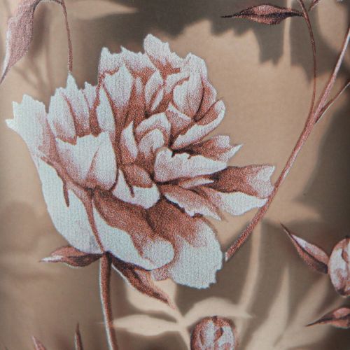 Prodotto Lanterna in vetro marrone argento rosa peonie H18cm