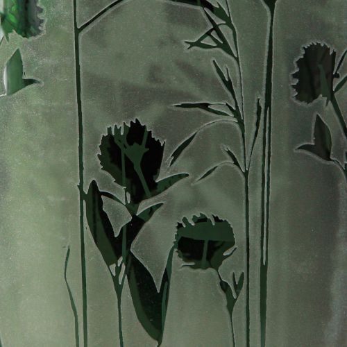 Prodotto Lanterna in vetro bianco con motivo prato verde H18cm