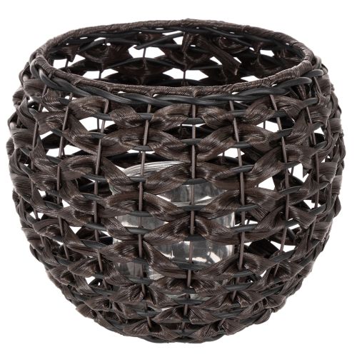 Portacandele intrecciato, nero e marrone, decorazione estiva, Ø31cm H25cm acquistare | Floristik24.it