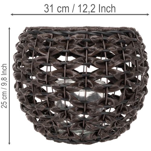 Portacandele intrecciato, nero e marrone, decorazione estiva, Ø31cm H25cm | Floristik24.it
