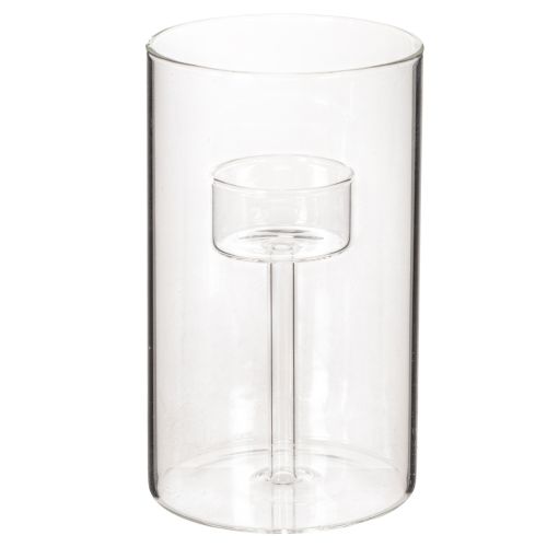 Portacandele in vetro con inserto per candele a colonna 15 cm, 2 pezzi