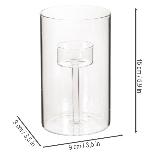 Portacandele in vetro con inserto per candele a colonna 15 cm, 2 pezzi | Floristik24.it