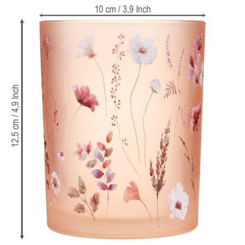 Prodotto Lanterna decorativa in vetro con motivo floreale per eleganti accenti domestici, 12,5 cm, 2 pezzi
