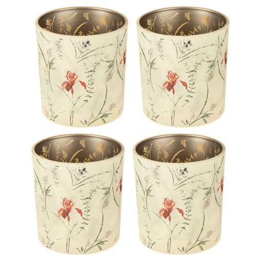 Prodotto Lanterna decorativa in vetro con motivo floreale per creare accenti suggestivi in casa, 8 cm, 4 pezzi.