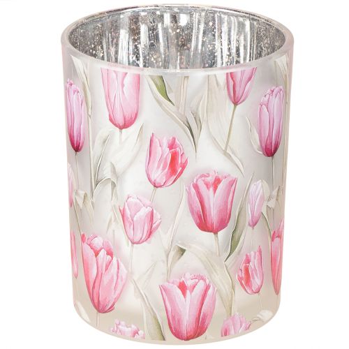 Elegante lanterna con motivo a tulipano per una suggestiva decorazione primaverile, 12,5 cm, 2 pezzi.