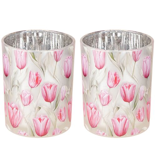 Prodotto Elegante lanterna con motivo a tulipano per una suggestiva decorazione primaverile, 12,5 cm, 2 pezzi.