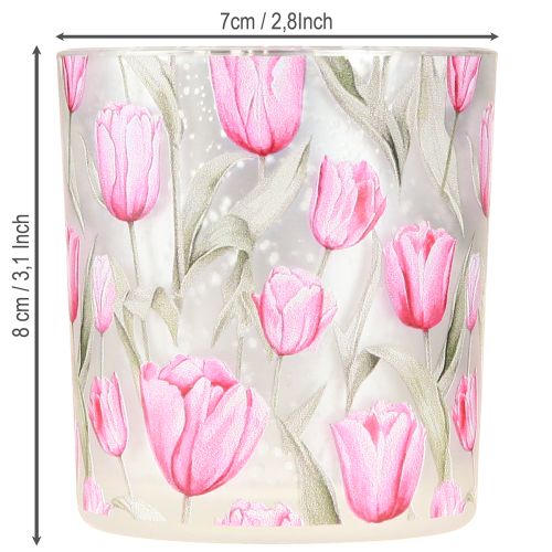 Prodotto Lanterna decorativa in vetro con motivo a tulipano per dare un tocco primaverile alla casa, 8 cm, 4 pezzi.