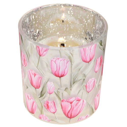 Prodotto Lanterna decorativa in vetro con motivo a tulipano per dare un tocco primaverile alla casa, 8 cm, 4 pezzi.