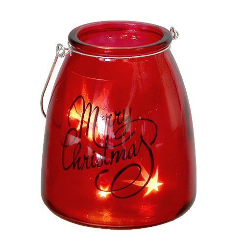 Floristik24 Lanterna con illuminazione Rosso Ø12cm H14,5cm