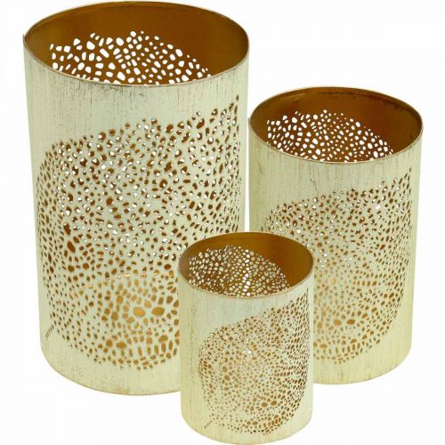 Prodotto Set di 3 lanterne autunnali in metallo H20,5/15,5/10,5 cm