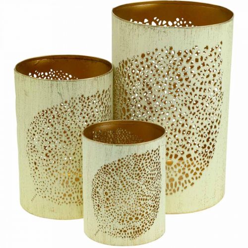 Set di 3 lanterne autunnali in metallo H20,5/15,5/10,5 cm