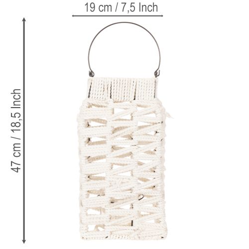 Lanterna da appendere, decorazione estiva, in macramè, altezza 35,5 cm, larghezza 19 cm | Floristik24.it