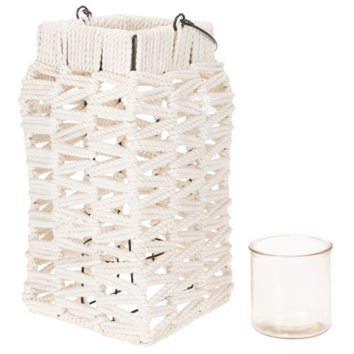 Lanterna da appendere, decorazione estiva, in macramè, altezza 35,5 cm, larghezza 19 cm | Floristik24.it