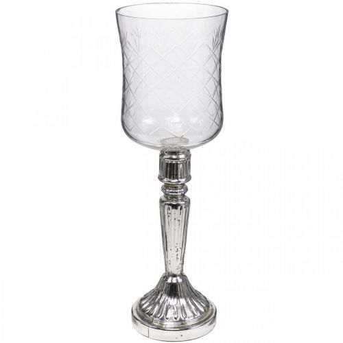Prodotto Lanterna vetro candela vetro aspetto antico trasparente, argento Ø11.5cm H34.5cm