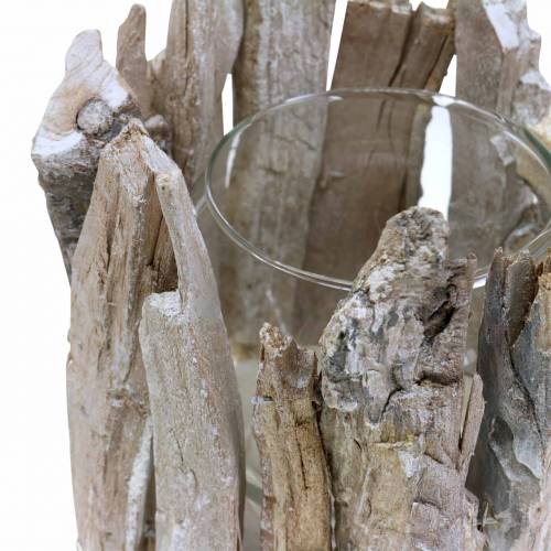 Floristik24 Lanterna in legno lavato bianco Ø14cm H14cm