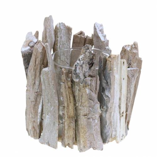 Floristik24 Lanterna in legno lavato bianco Ø14cm H14cm