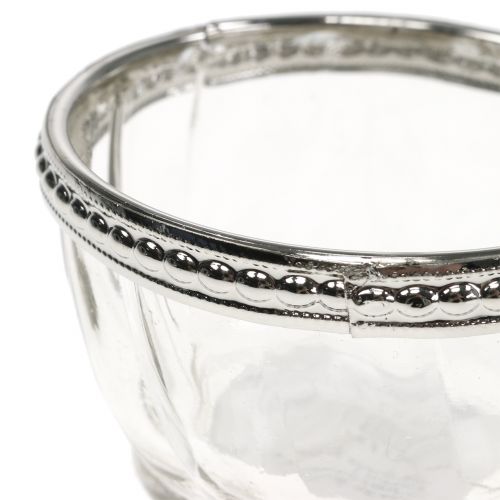 Floristik24 Vetro tealight antico con bordo in metallo Ø7cm H4cm