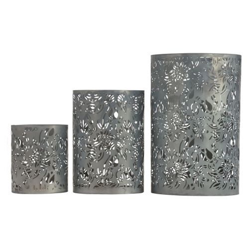 Prodotto Lanterna decorazione in metallo da giardino grigio H10/15/20cm set da 3