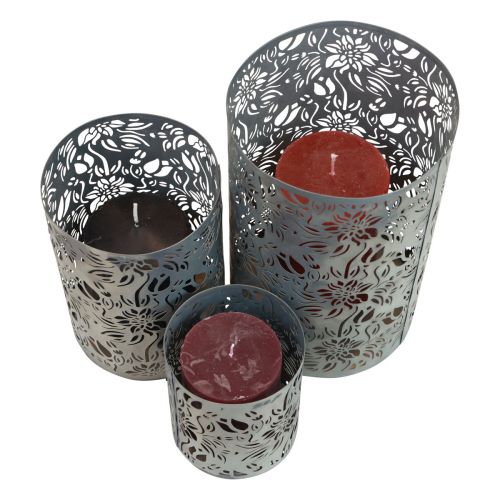 Floristik24 Lanterna decorazione in metallo da giardino grigio H10/15/20cm set da 3