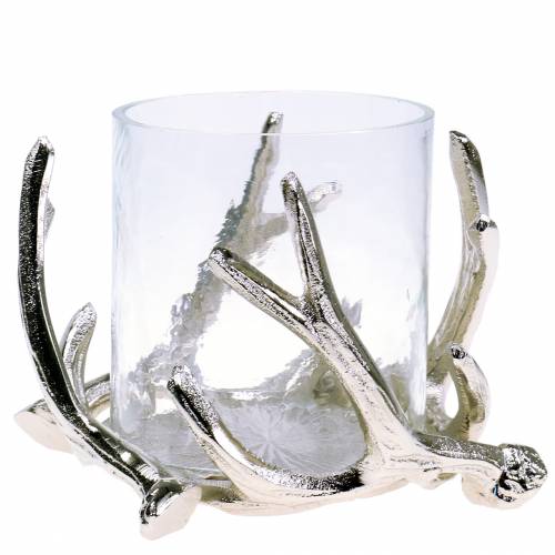 Floristik24 Portalumino in vetro palchi Argento Ø16cm H11cm
