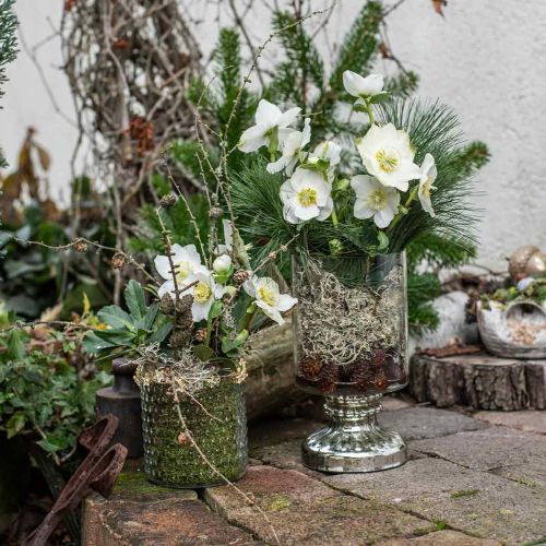 Floristik24 Lanterna vetro candela vetro anticato argento Ø13cm H24cm