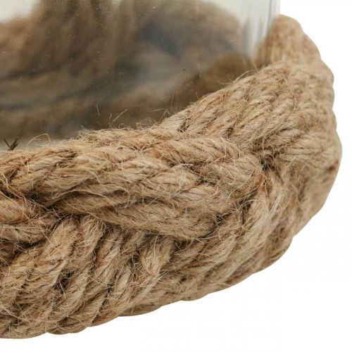 Floristik24 Lanterna in vetro fibra naturale canapa intrecciata Ø13cm H10cm