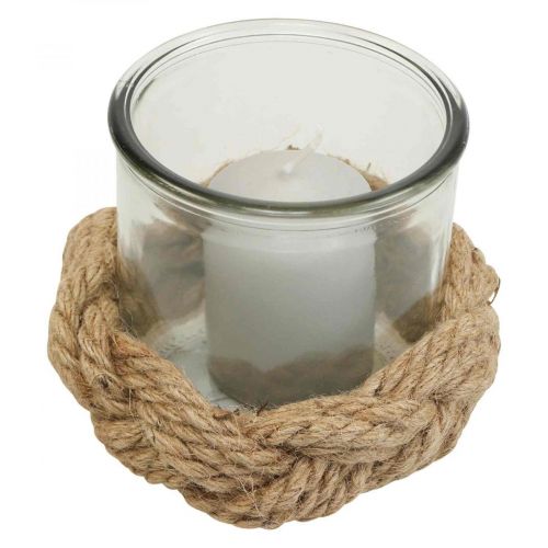 Floristik24 Lanterna in vetro fibra naturale canapa intrecciata Ø13cm H10cm