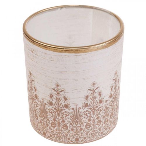 Prodotto Lanterna porta tealight in vetro motivo floreale Ø8cm H9cm 2pz