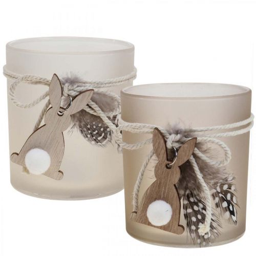 Floristik24 Lanterna porta tealight in vetro Pasqua Ø8cm H9cm 2pz