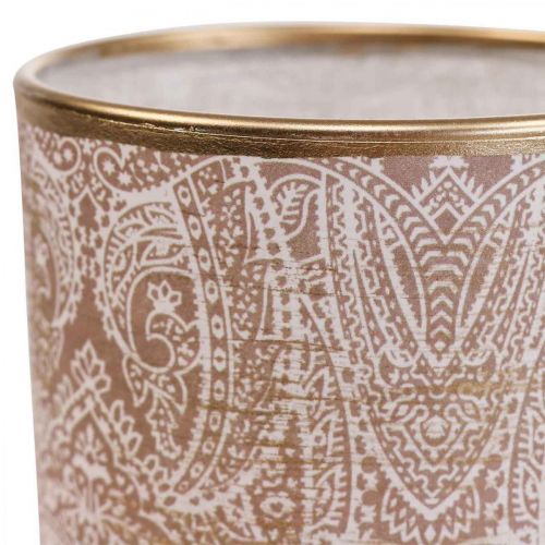 Prodotto Lanterna Portacandele in Vetro Motivo Paisley Ø8cm H9cm 2pz