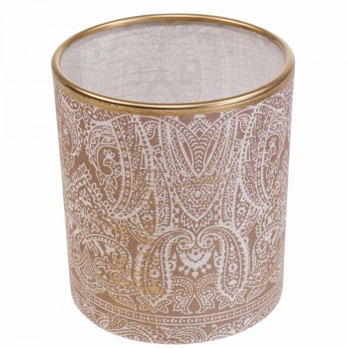 Prodotto Lanterna Portacandele in Vetro Motivo Paisley Ø8cm H9cm 2pz