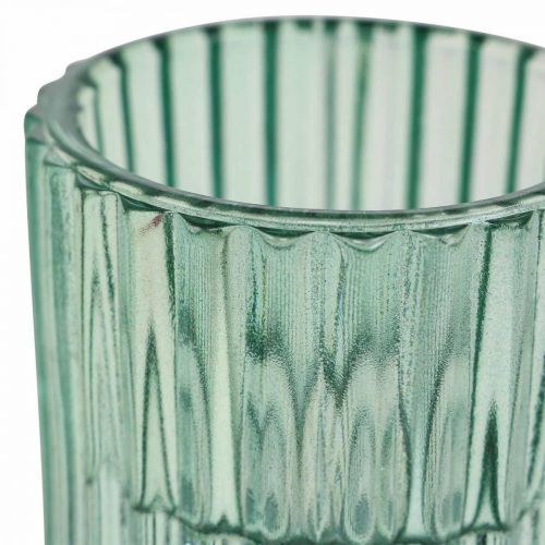 Prodotto Lanterna porta tealight in vetro rigato Ø5,5cm H6cm 4pz