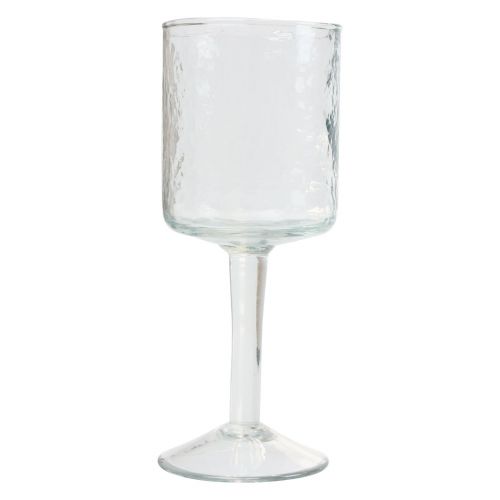 Floristik24 Lanterna in vetro con base, portacandela tondo in vetro Ø8cm H20cm