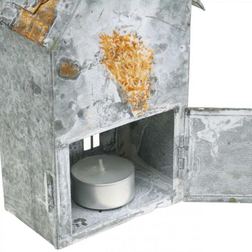 Prodotto Lanterna casa in metallo shabby chic lavato bianco, ruggine H20cm